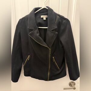 Coldwater Creek Women's Black Leather Jacket with Gold Accents